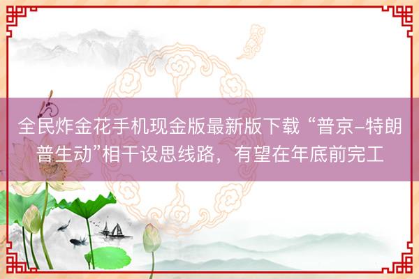 全民炸金花手机现金版最新版下载 “普京-特朗普生动”相干设思线路,有望在年底前完工